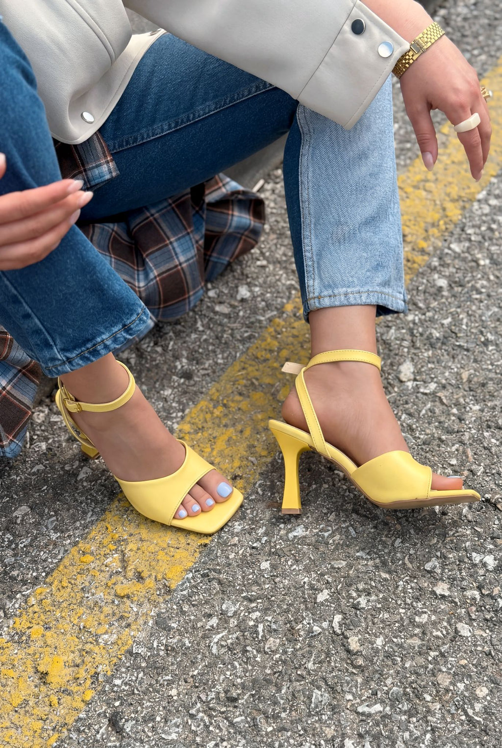 Velniel Yellow Faux Leather Women's Pumps Sandals