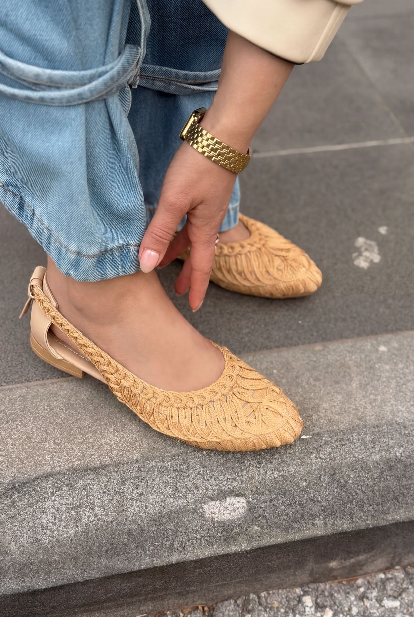 Morvik Beige Synthetic Women's Flats