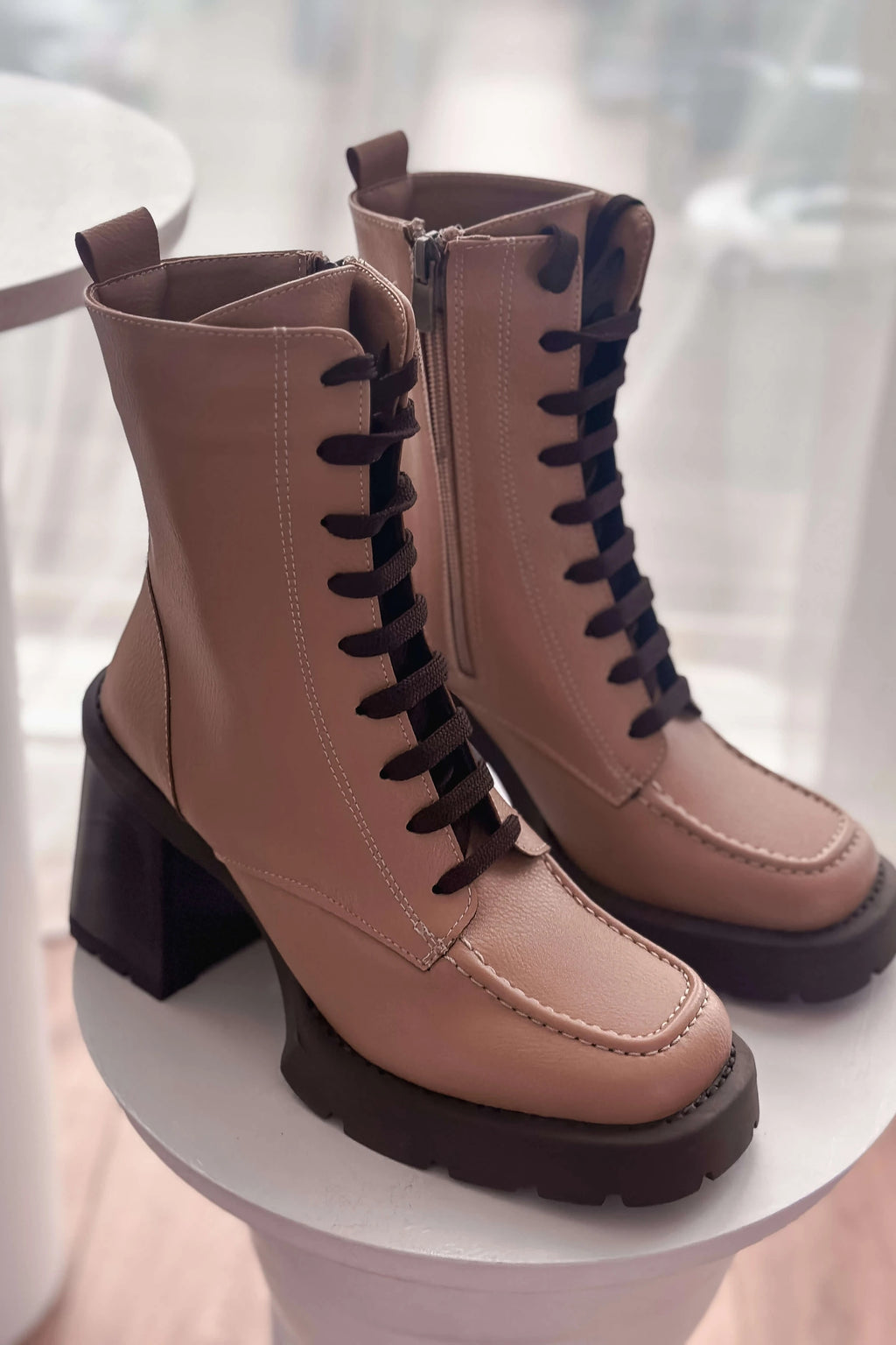 Neroya Nude Faux Leather Women's Boots