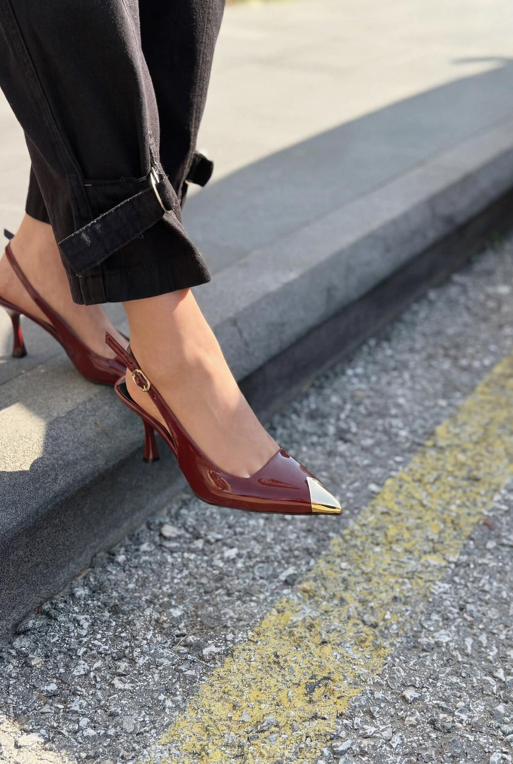 Caligo Burgundy Patent Faux Leather Stilettos