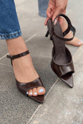 Ardor Light Brown Patent Faux Leather Women's Pumps Sandals