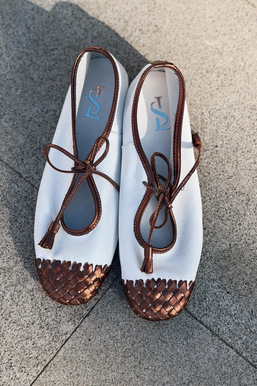 Talorin Metallic Bronze Genuine Leather Women's Lace-Up Flats