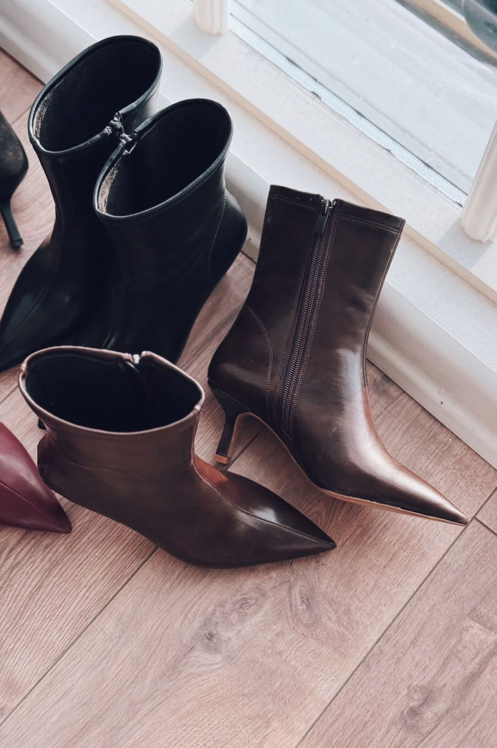 Orvex Brown Faux Leather Stiletto Heel Women's Boots