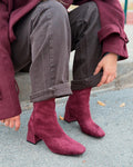 Jornel Women's Pumps Stretch Boots Burgundy Suede