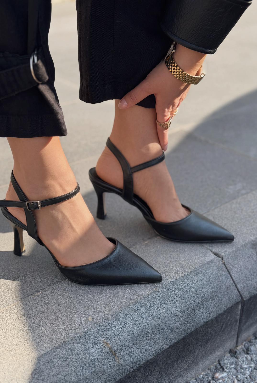 Beloria Black Faux Leather Women's Stilettos