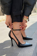 Nerole Black Faux Leather Women's Stilettos