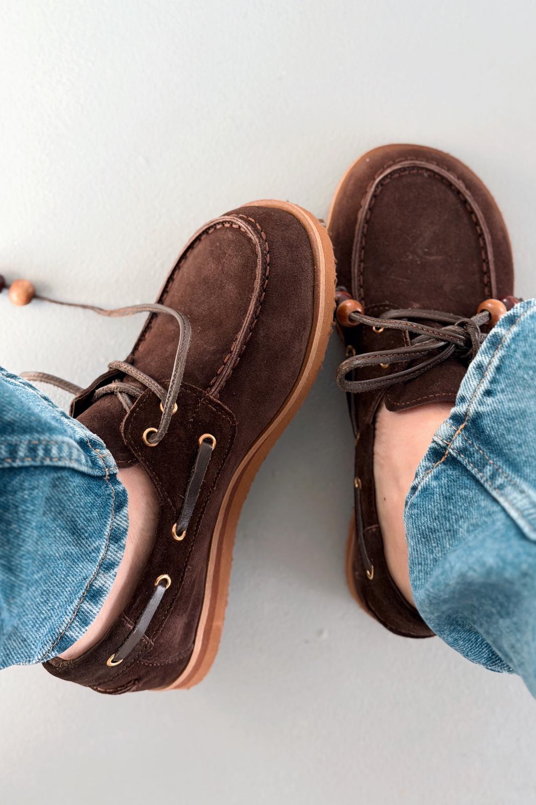Armon Dark Brown Genuine Suede Women's Oxford Shoes