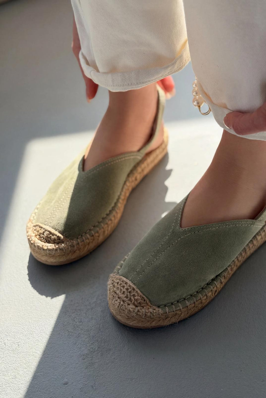 Orveth Green Genuine Suede Women's Espadrille
