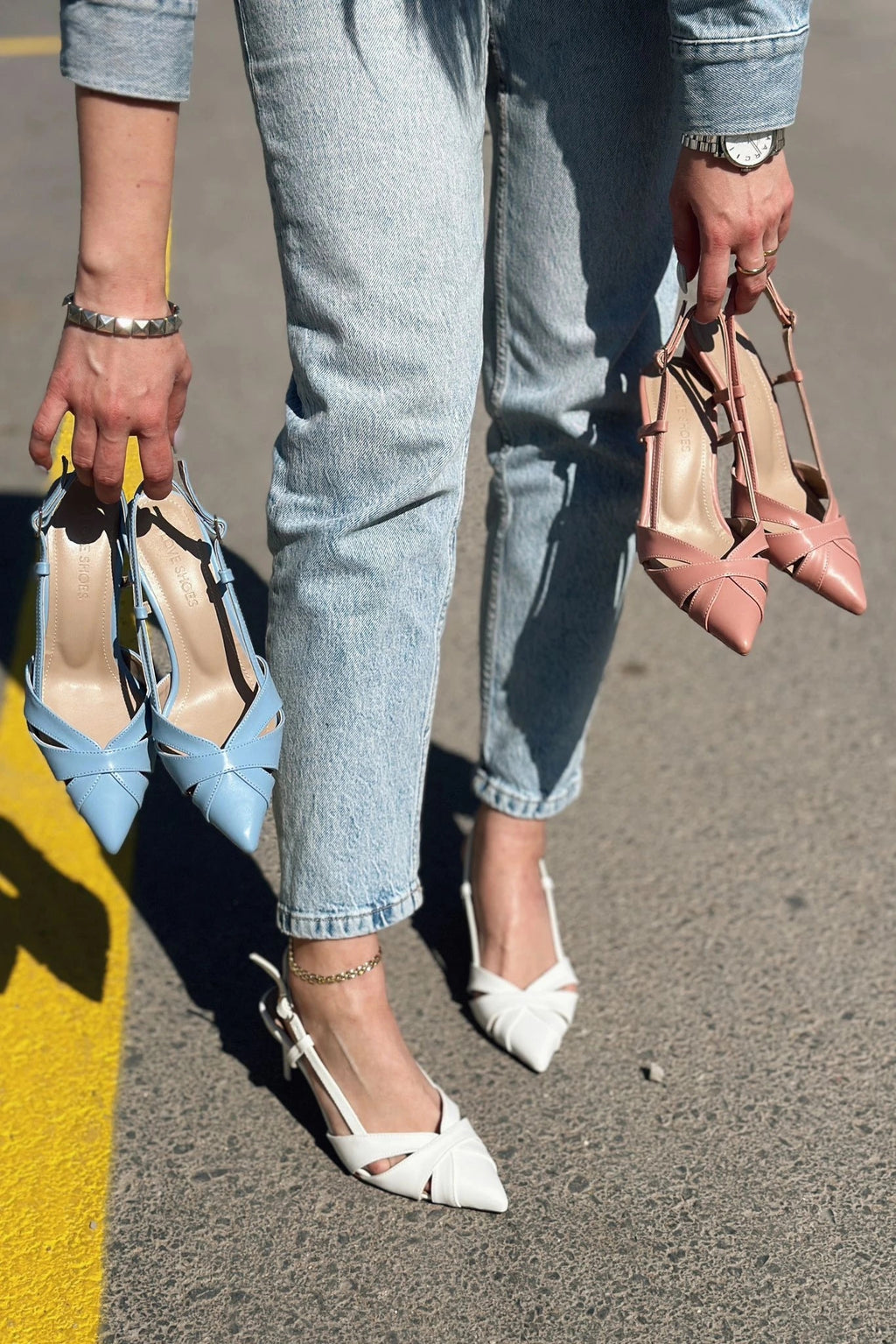Peraps White Faux Leather Women's Stilettos