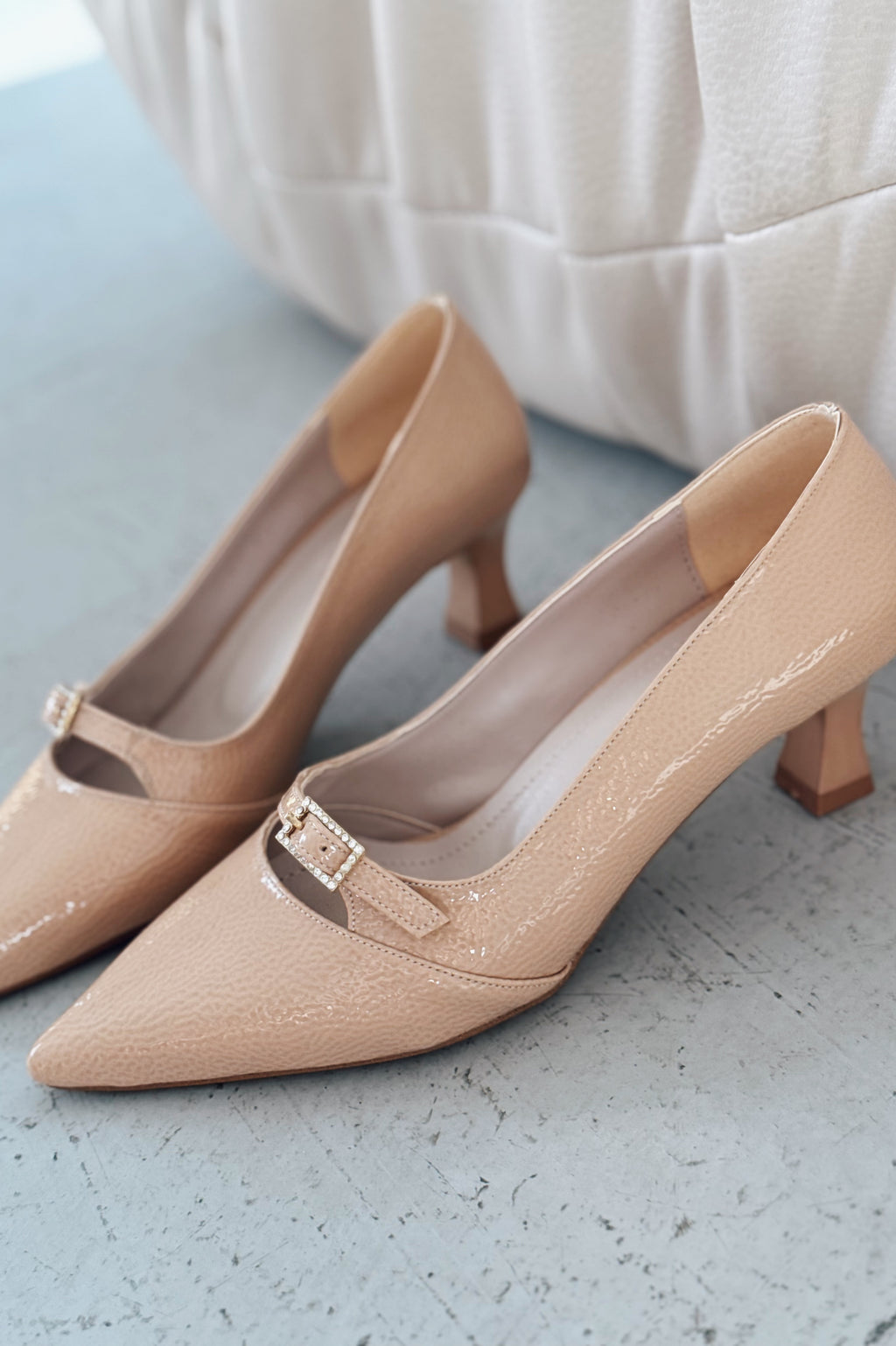 Jolor Nude Patent Faux Leather Women's Stilettos
