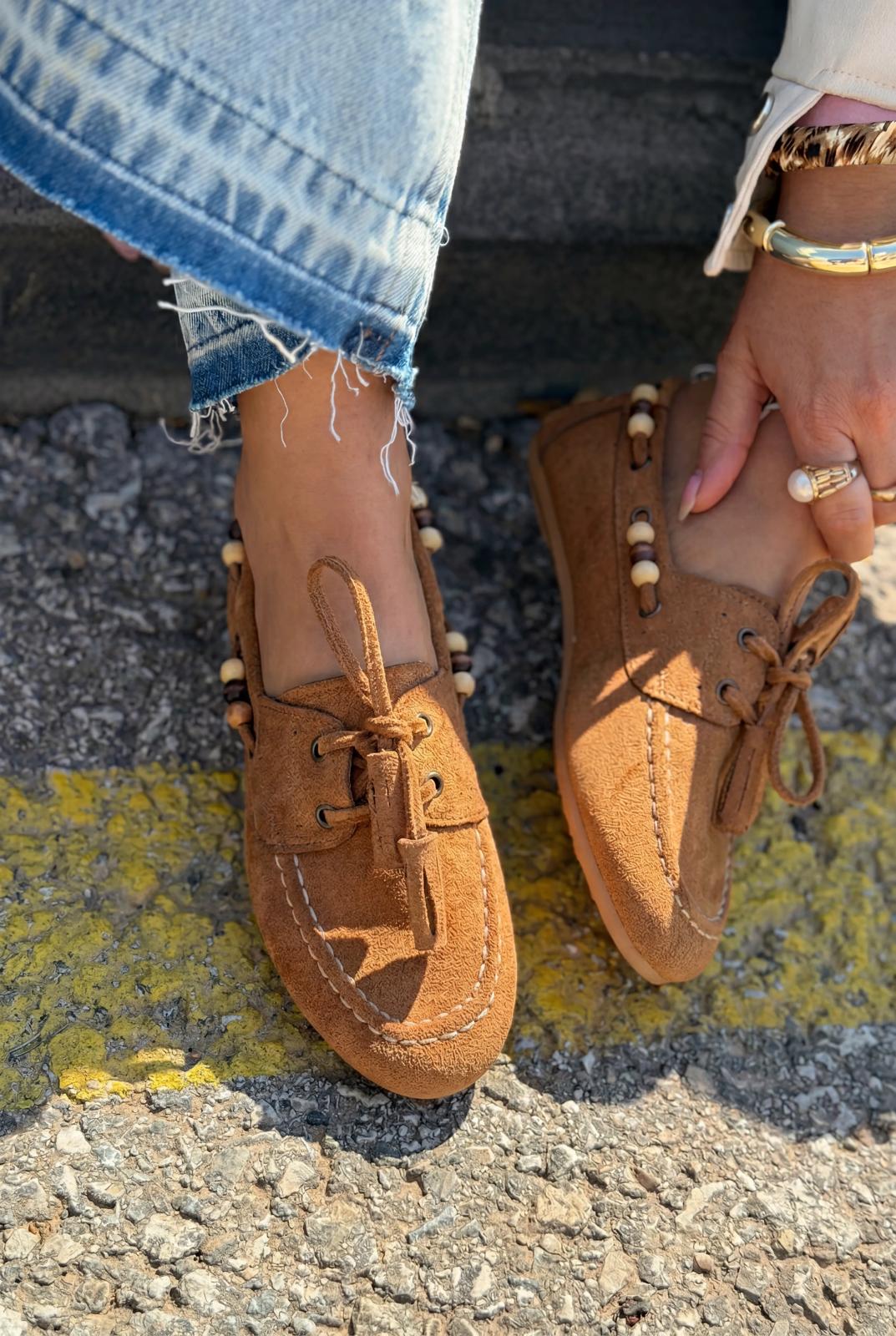 Brion Tan Suede Women's Oxford Shoes