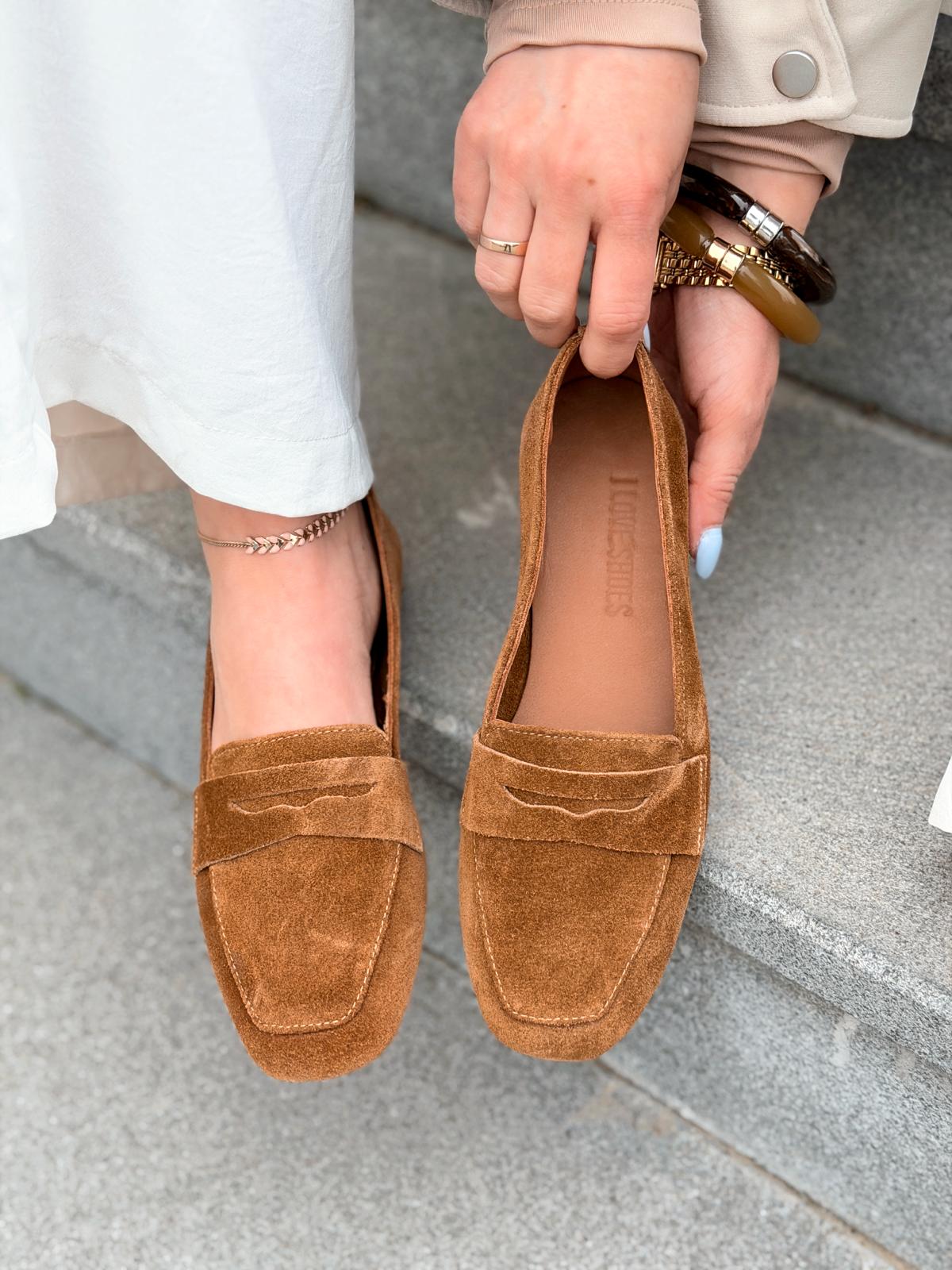 Melniel Taupe Genuine Suede Women's Loafers