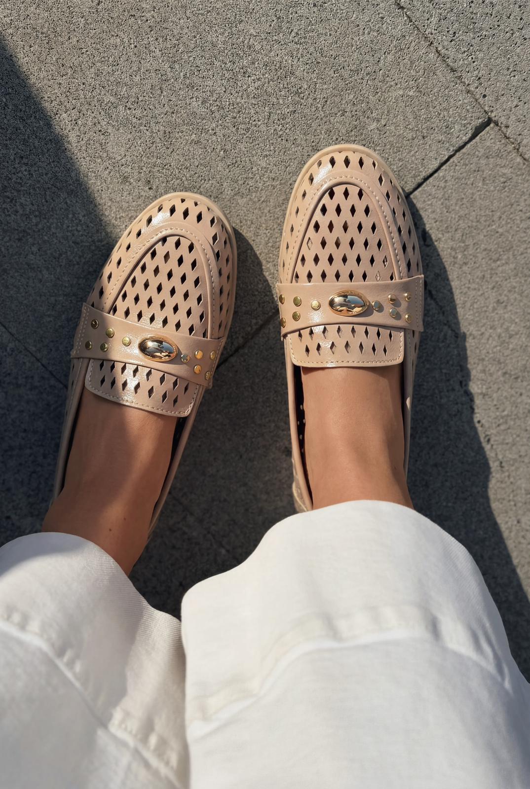 Ardion Beige Faux Leather Women's Loafers