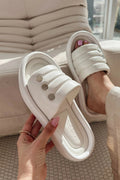 Roly White Faux Leather Studded Women's Mules