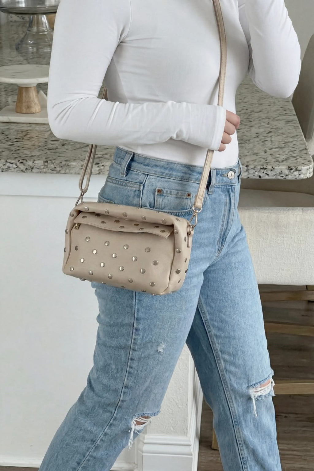Morten Beige Faux Leather Women's Crossbody Bag