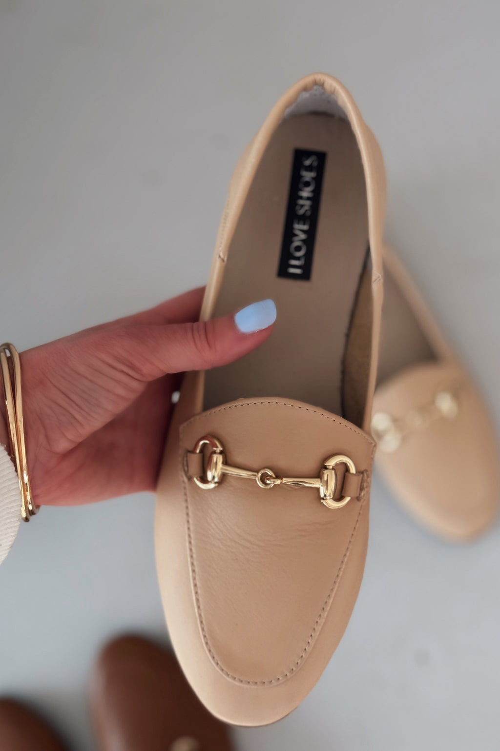 Palvora Cream Genuine Leather Buckle Detail Women's Loafers