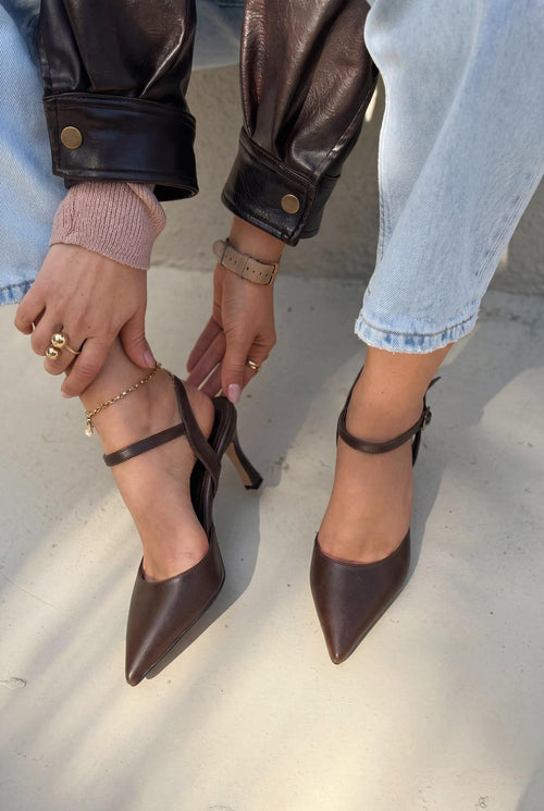Beloria Light Brown Faux Leather Stilettos