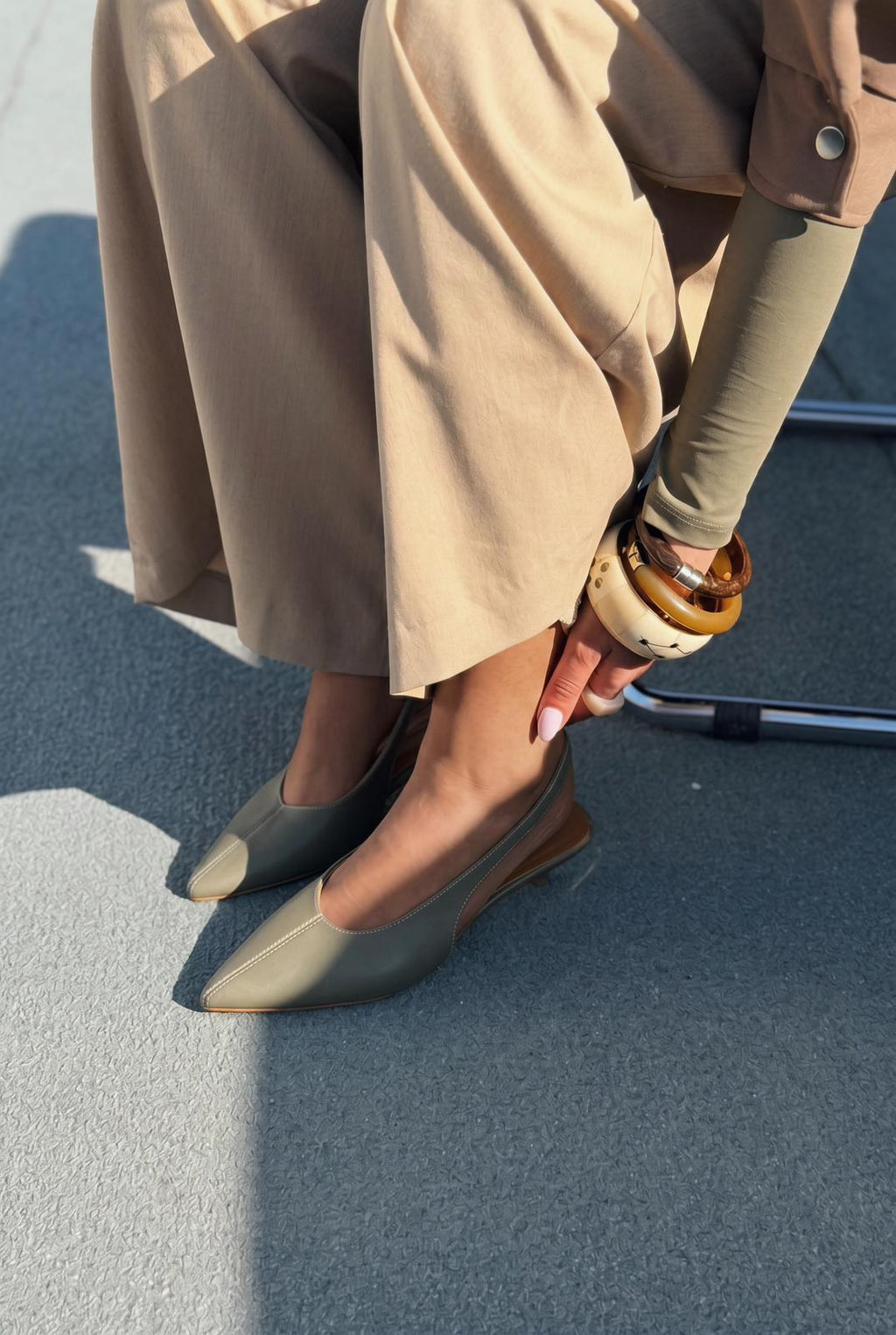 Selor Khaki Faux Leather Women's Stilettos