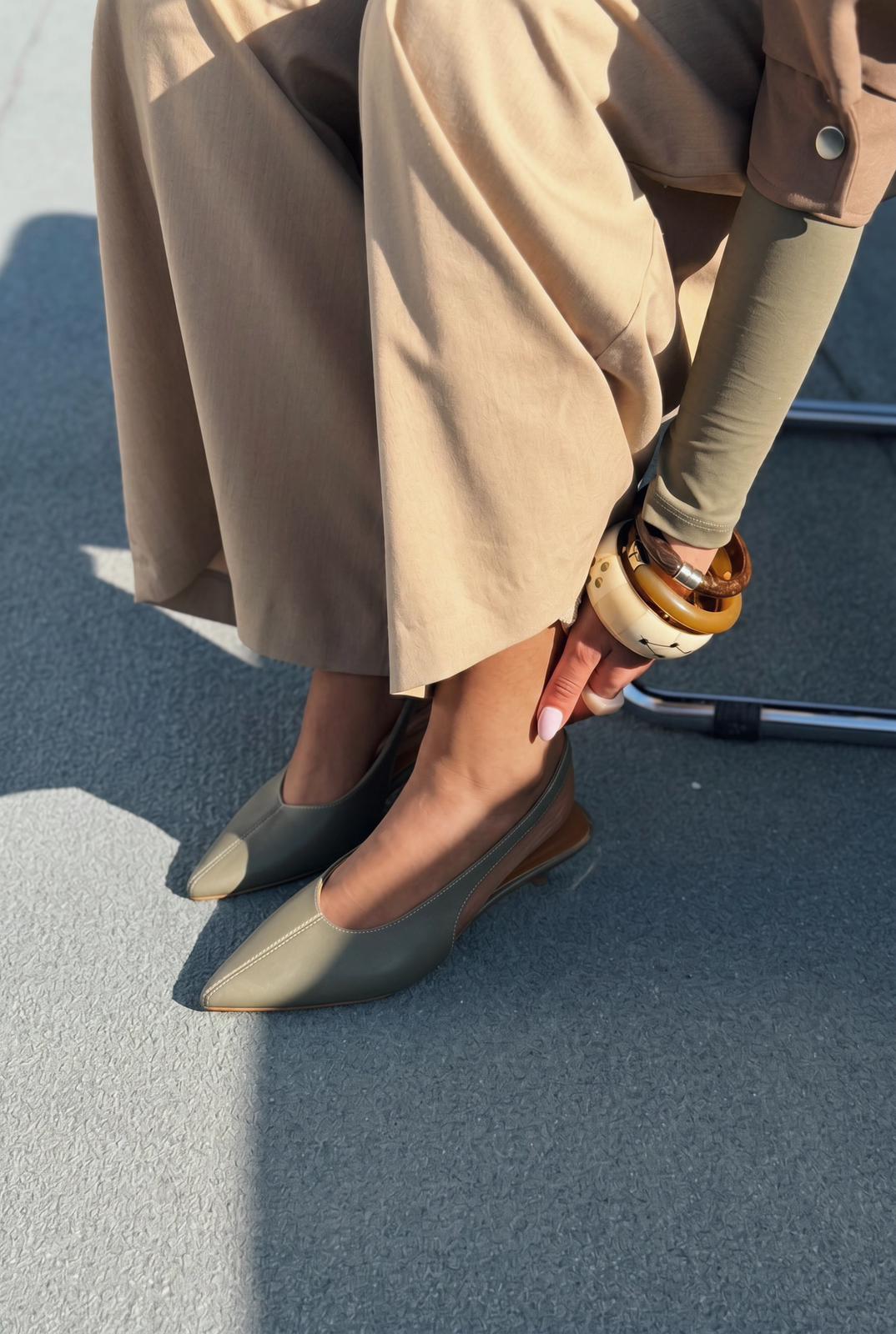Selor Khaki Faux Leather Women's Stilettos