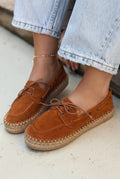 Selora Tan Genuine Suede Women's Loafers