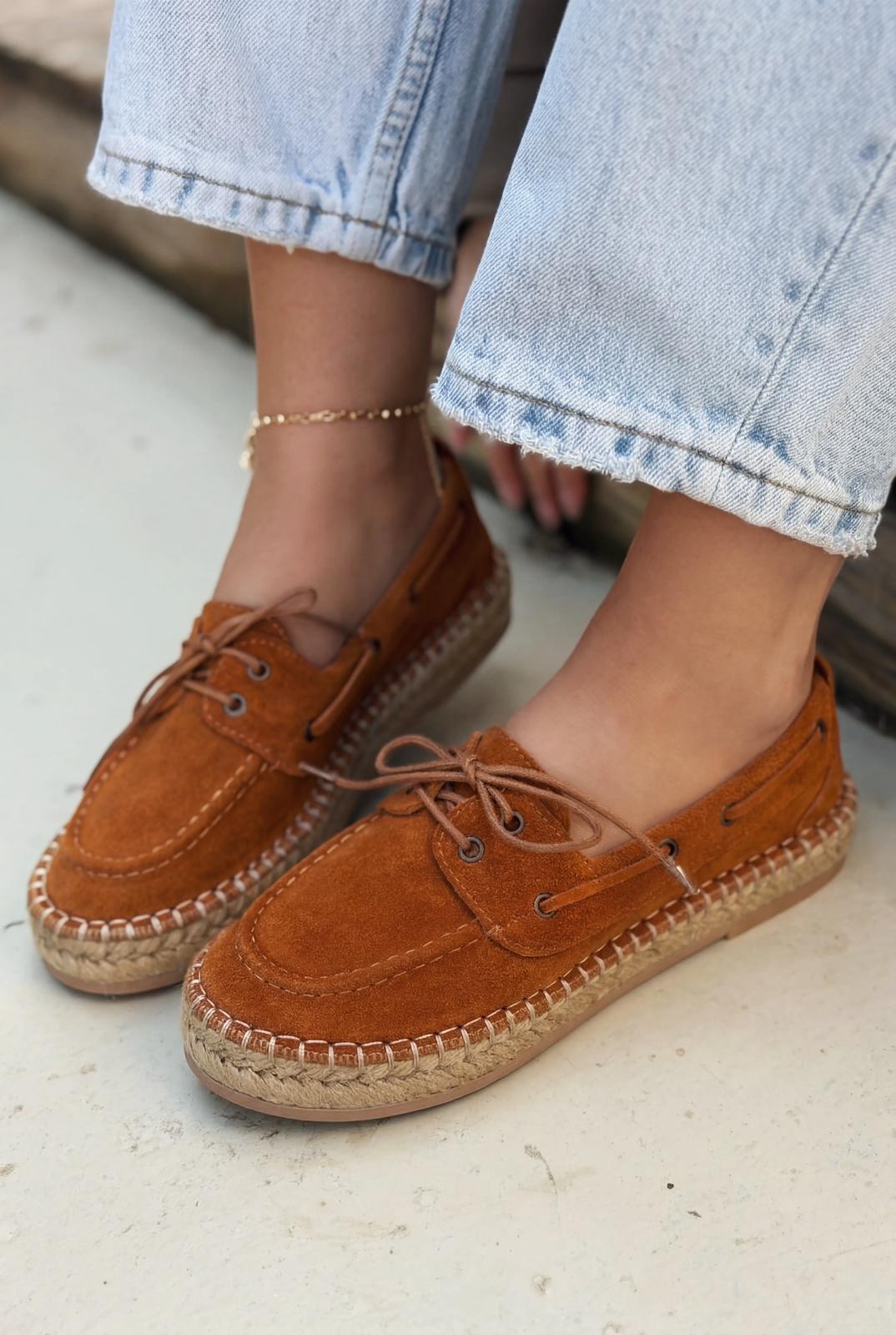 Selora Tan Genuine Suede Women's Loafers