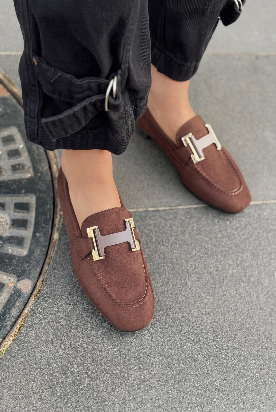 Elara Dark Brown Suede Women's Loafers