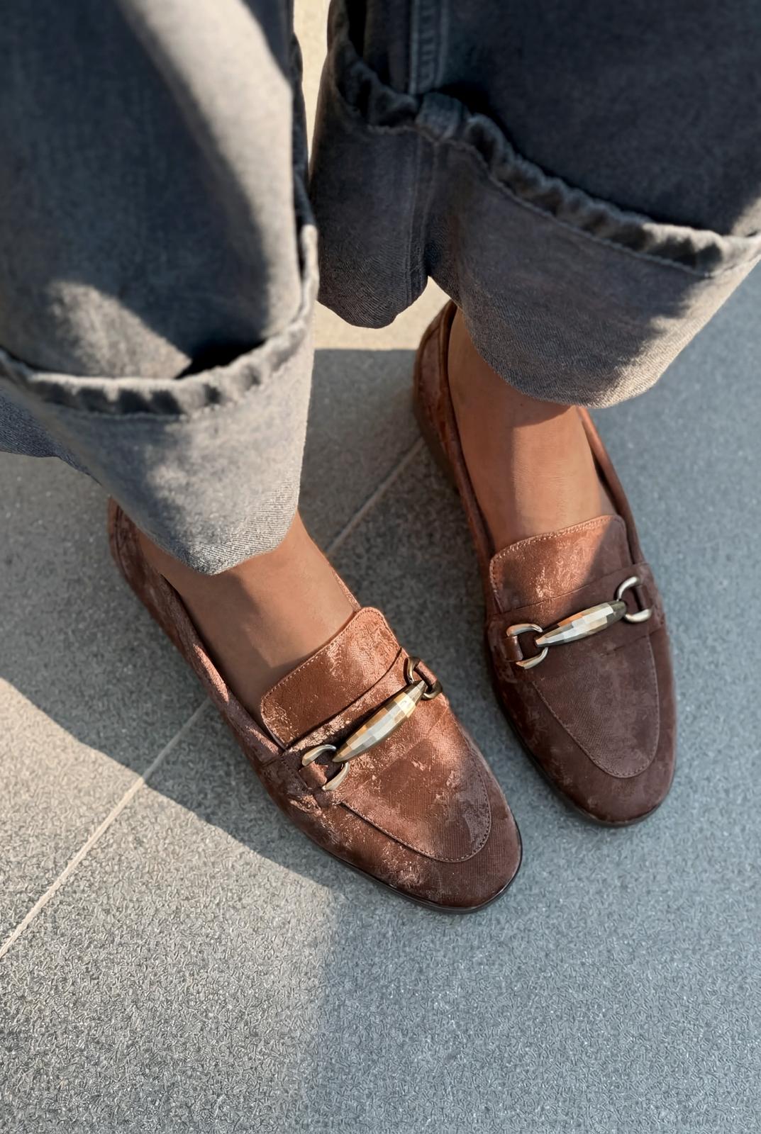 Ardena Light Brown Satin Women's Loafers