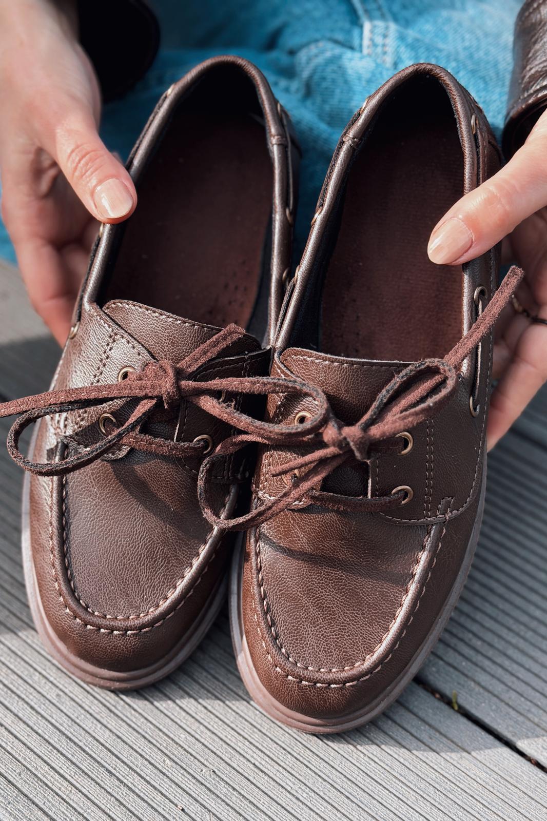Morin Dark Brown Faux Leather Women's Oxford Shoes