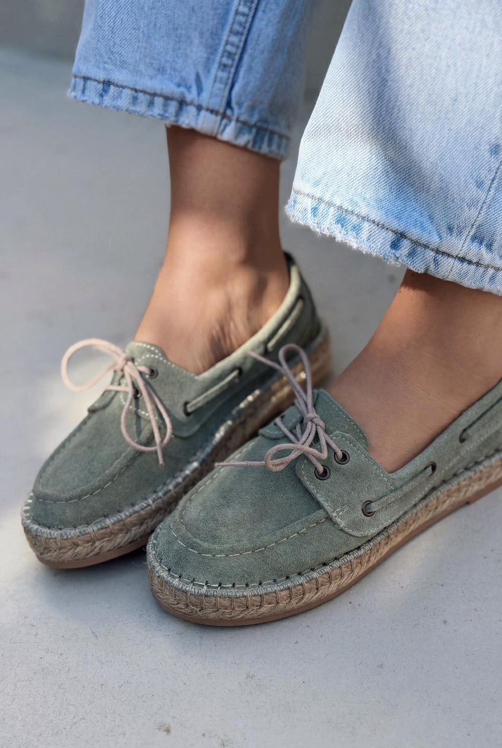 Selora Mint Green Genuine Suede Women's Loafers