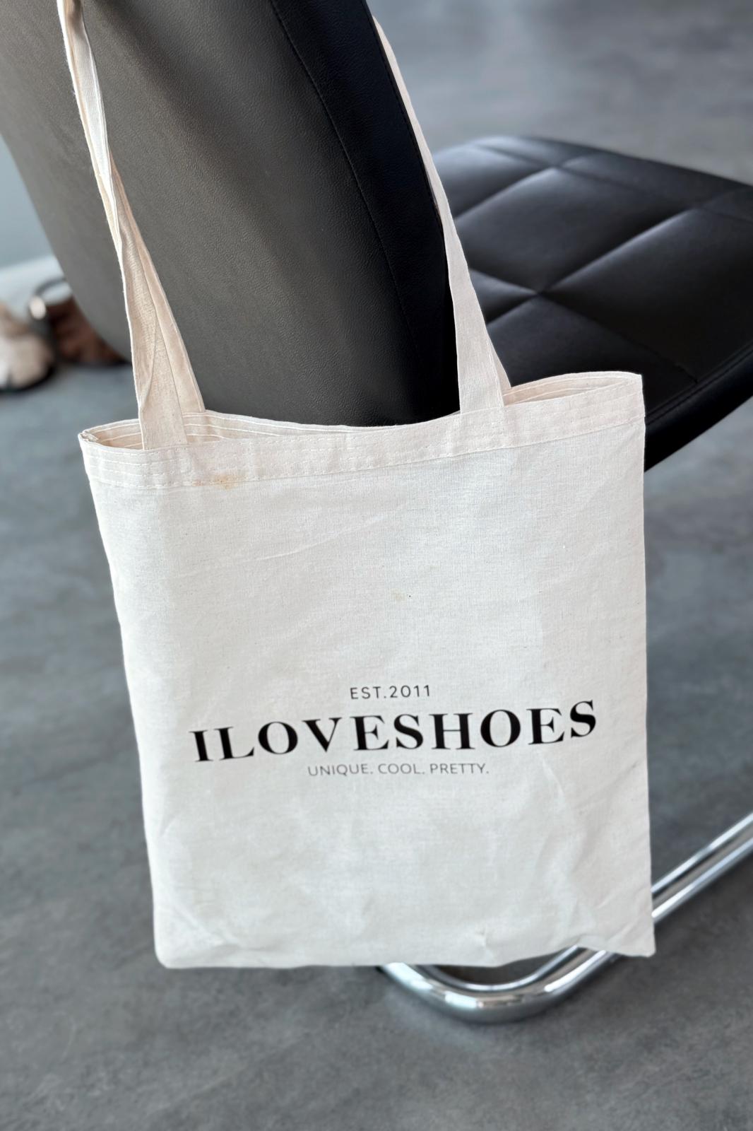 I Love Shoes Printed Natural Canvas Tote Bag