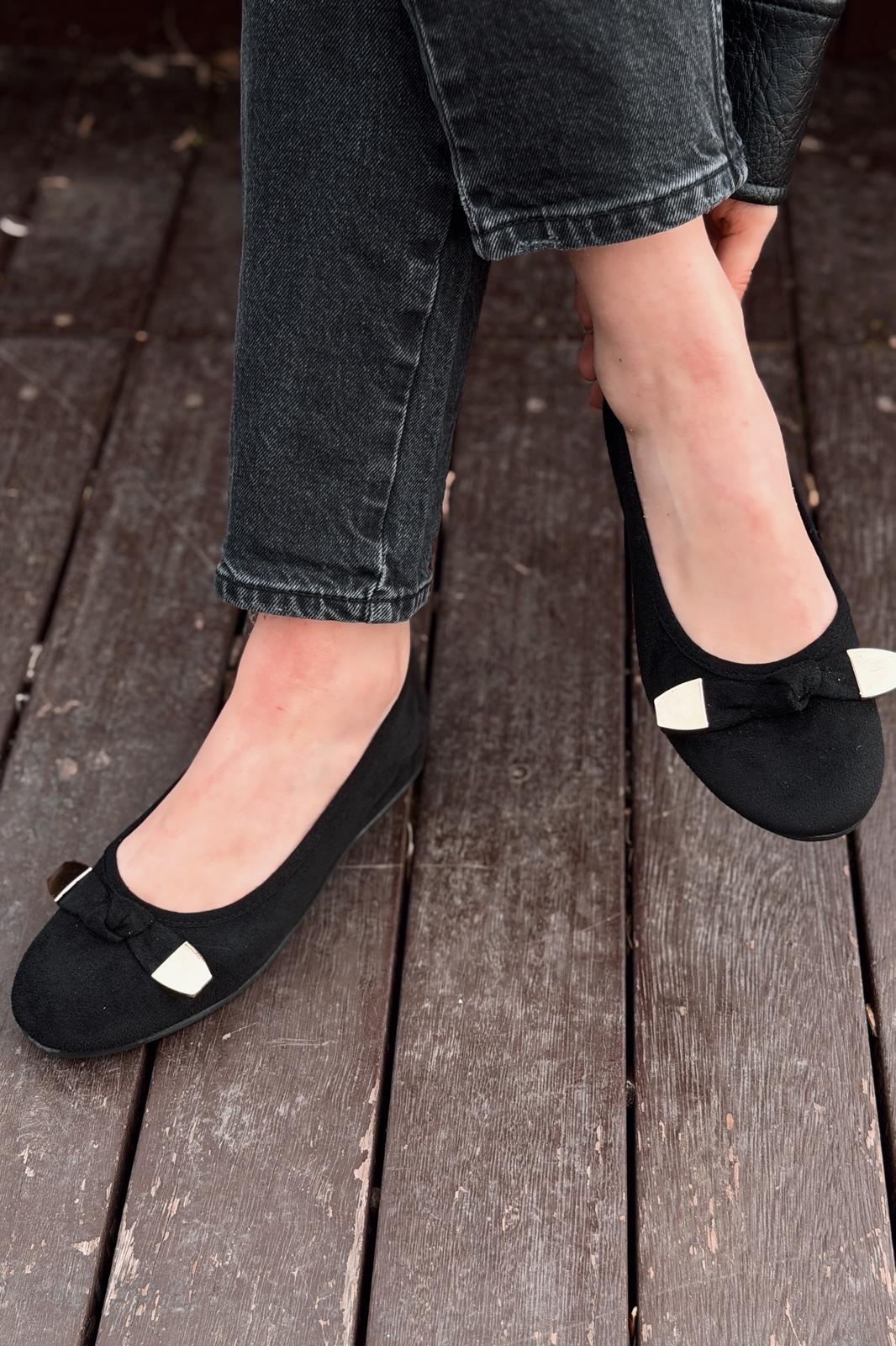 Orphel Black Suede Women's Wedge Heel Flats