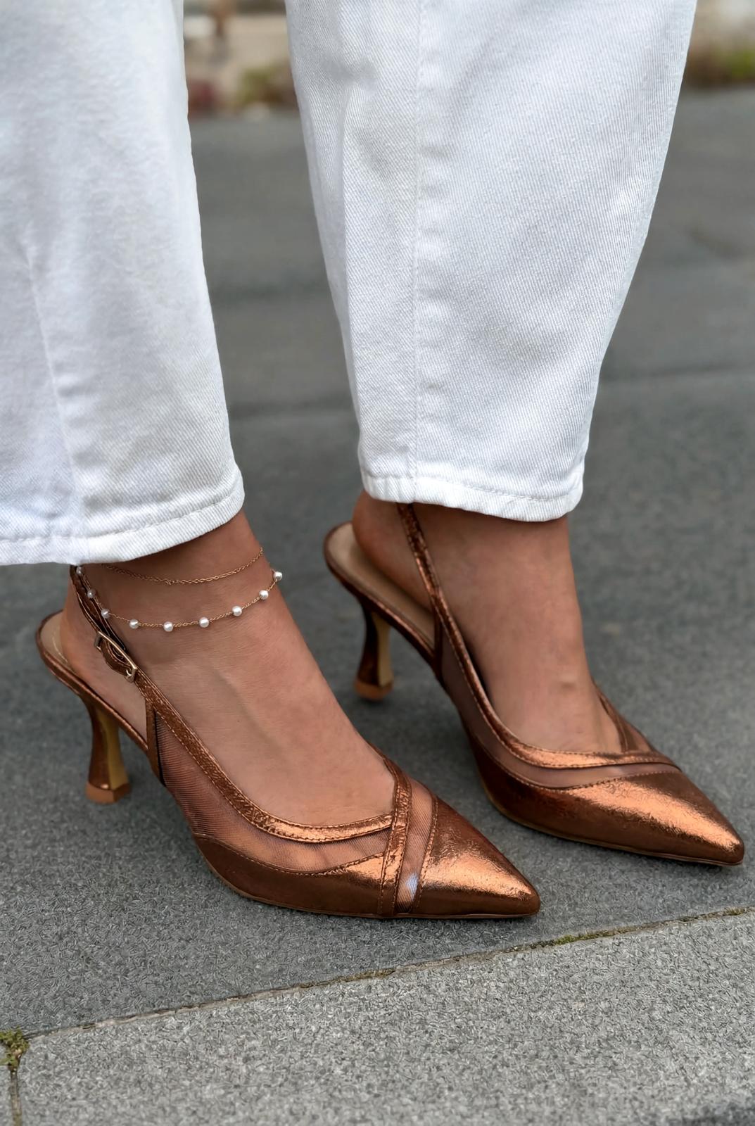 Almerion Bronze Patent Faux Leather Women's Stilettos