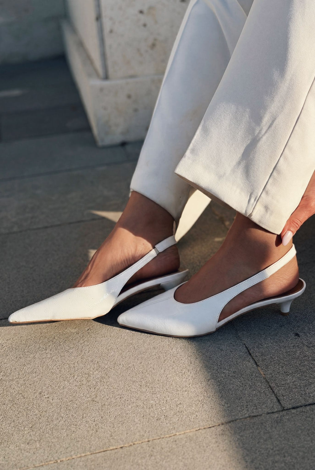 Selor White Faux Leather Women's Stilettos
