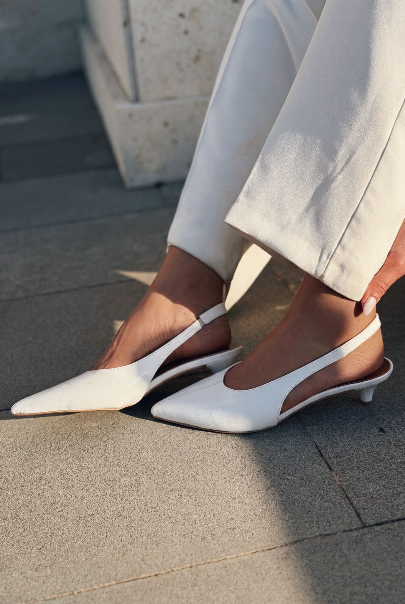 Selor White Faux Leather Women's Stilettos