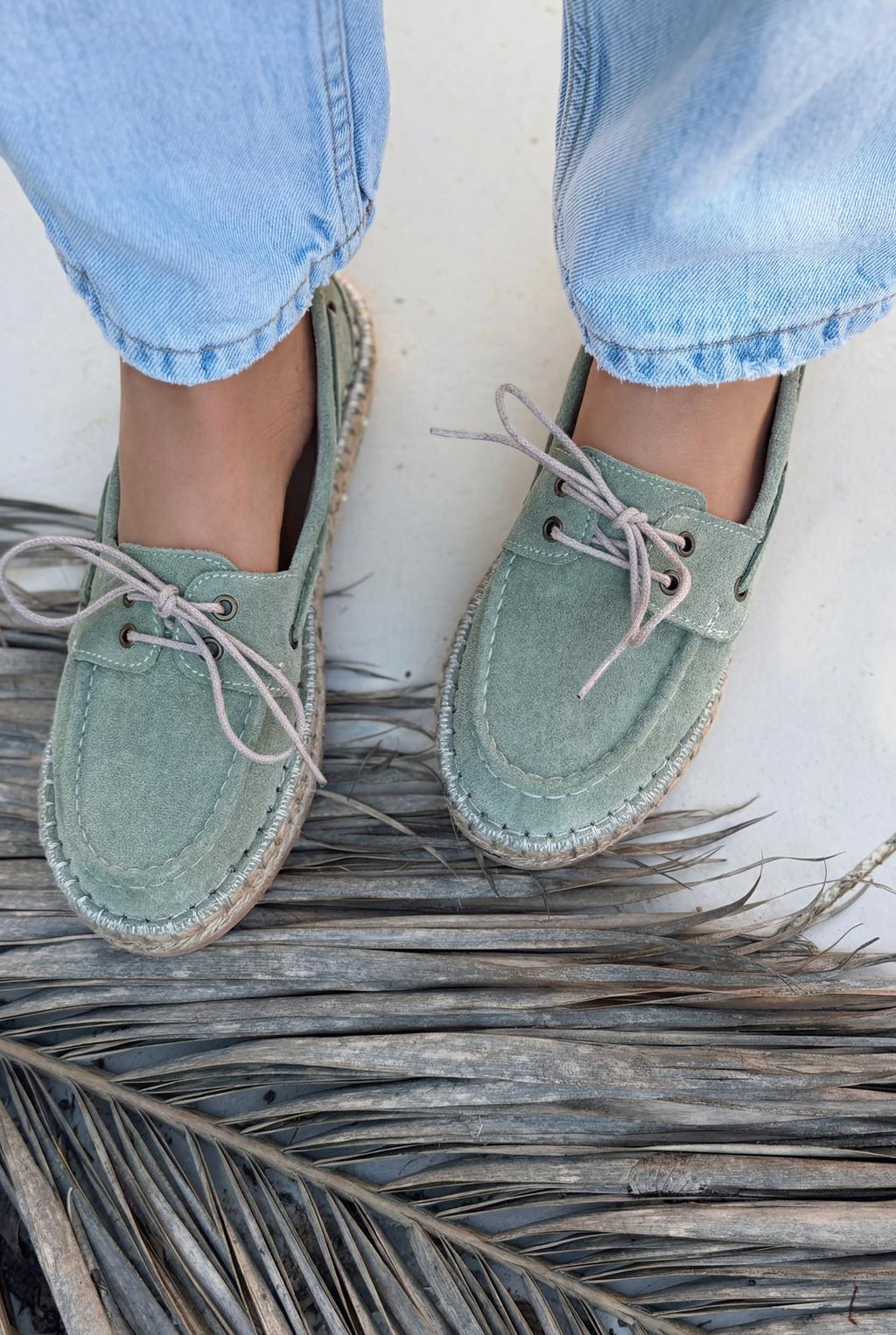 Selora Mint Green Genuine Suede Women's Loafers
