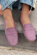 Melniel Purple Genuine Leather Women's Loafers