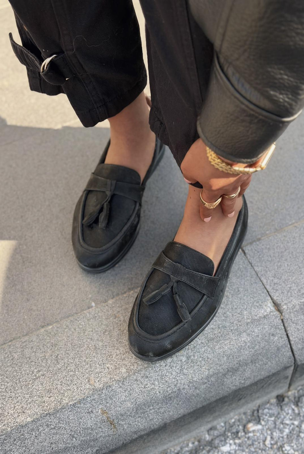Yorvik Black Satin Women's Loafers