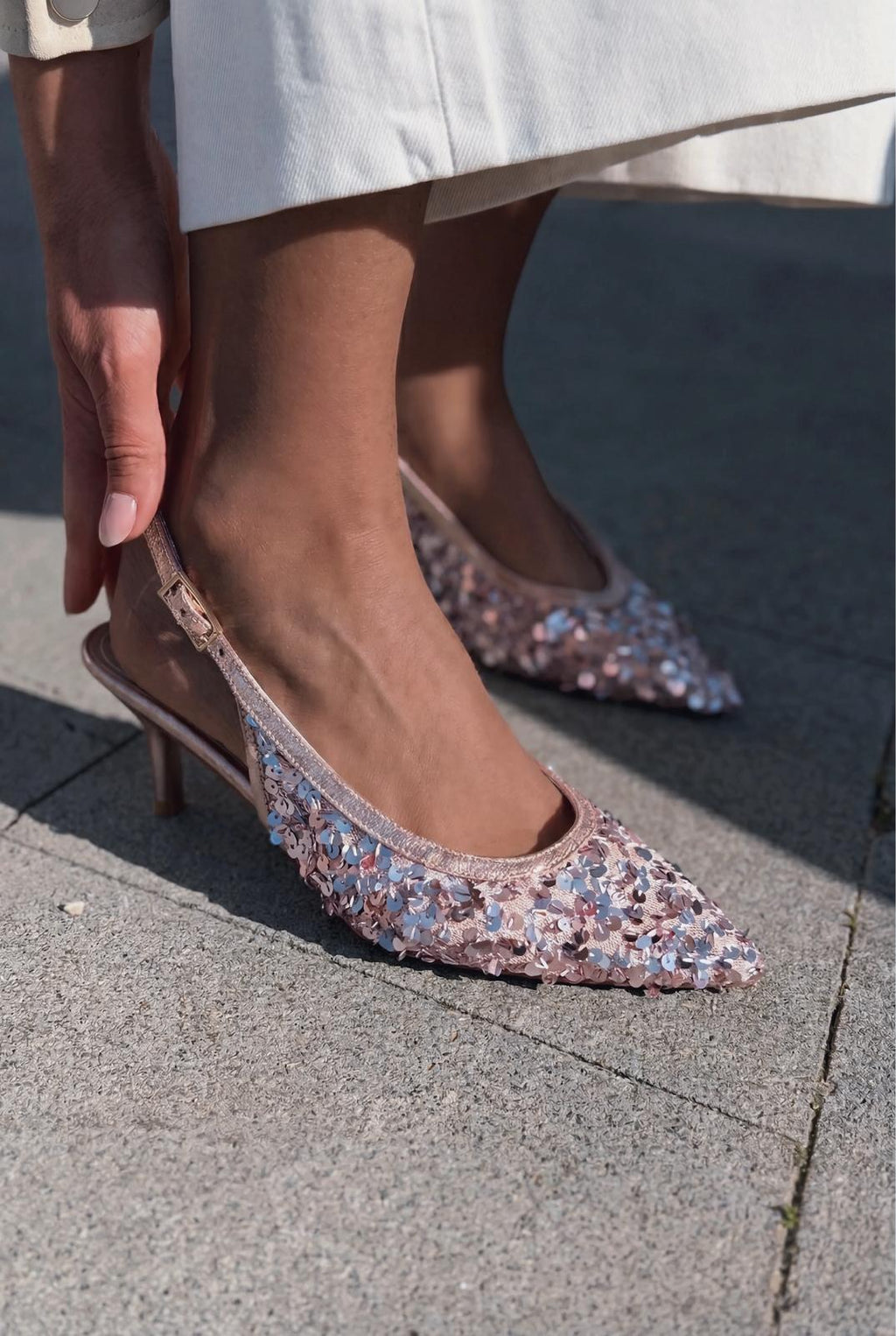 Selorine Pink Sequin Women's Stilettos