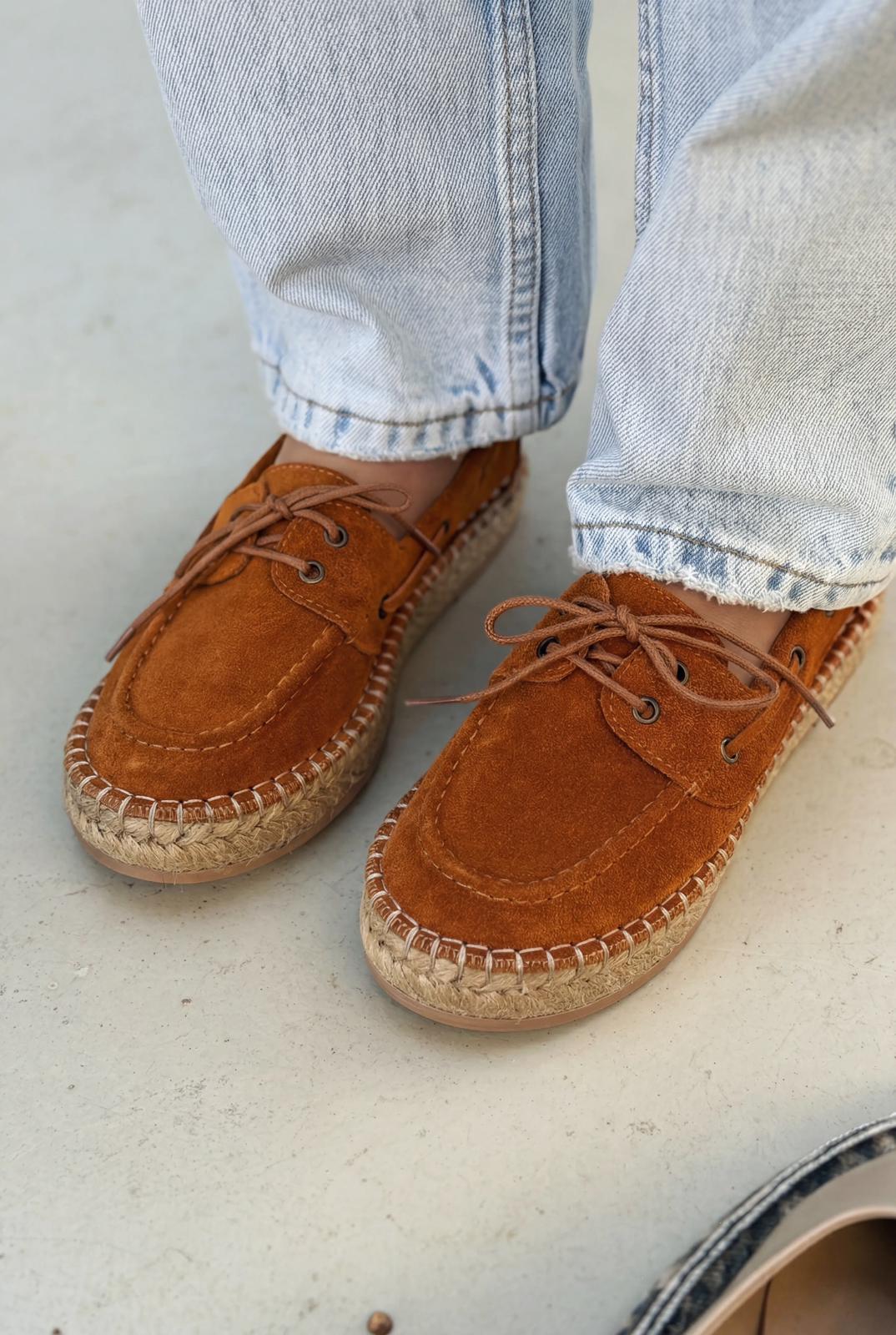 Selora Tan Genuine Suede Women's Loafers