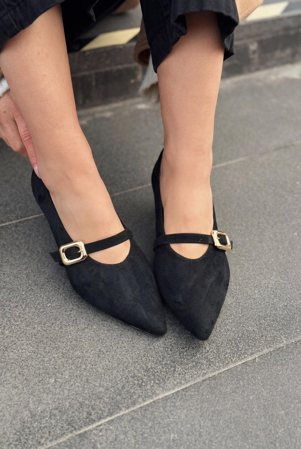 Karden Black Suede Genuine Leather Women's Stilettos