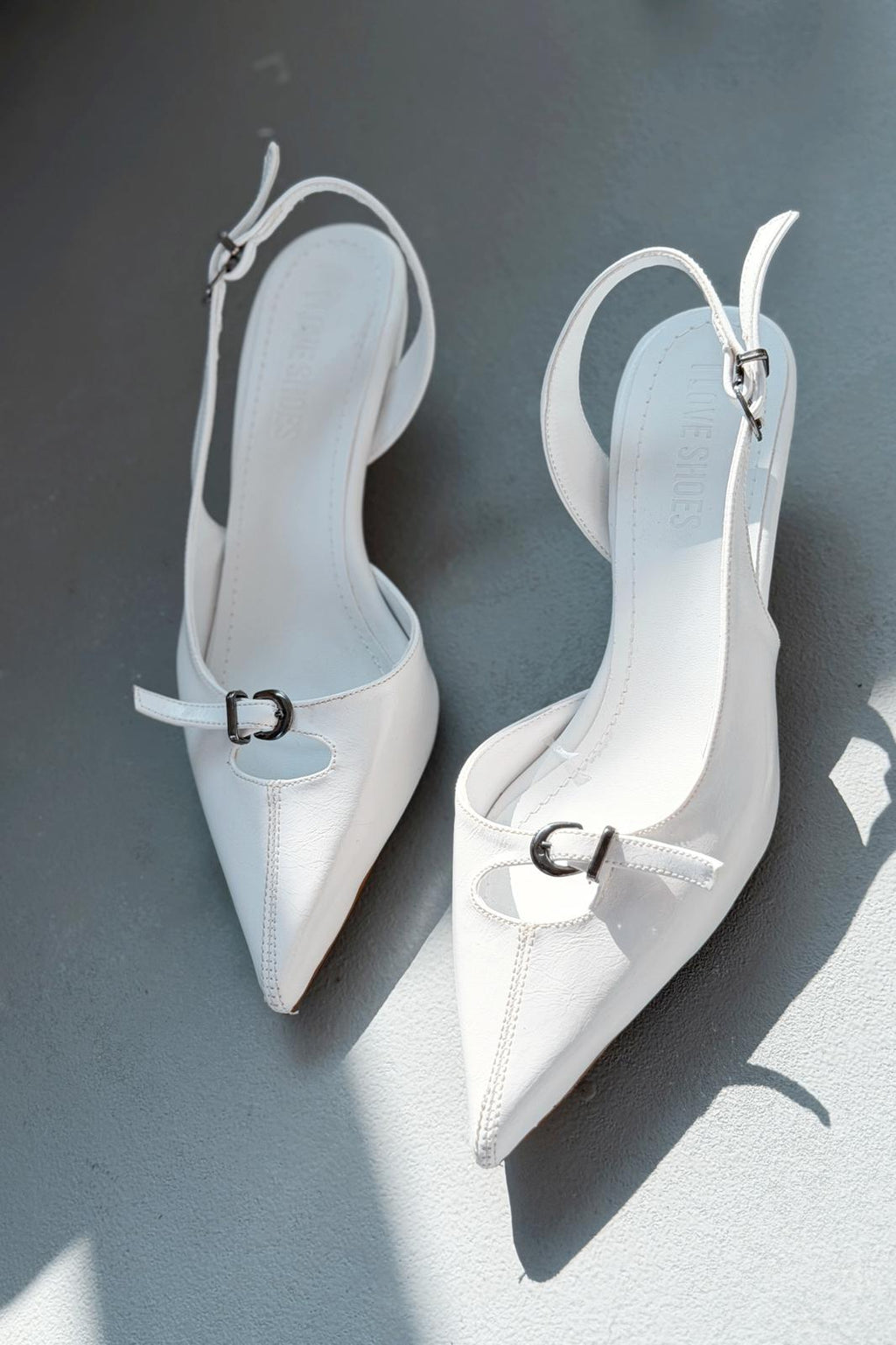 Norin White Crinkled Faux Leather Women's Stilettos