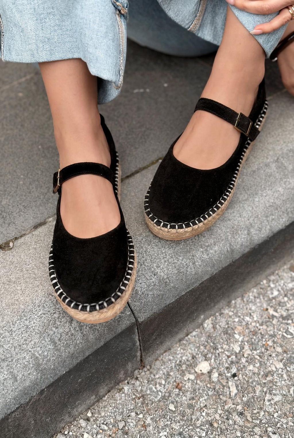 Marena Black Genuine Suede Women's Espadrille