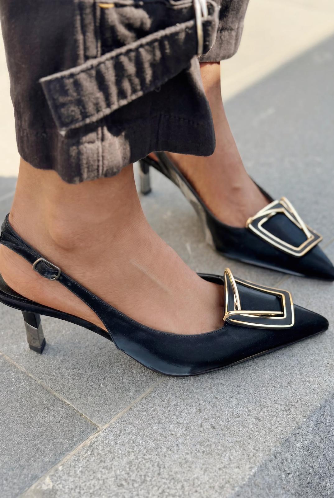 Talvine Black Satin Women's Stilettos