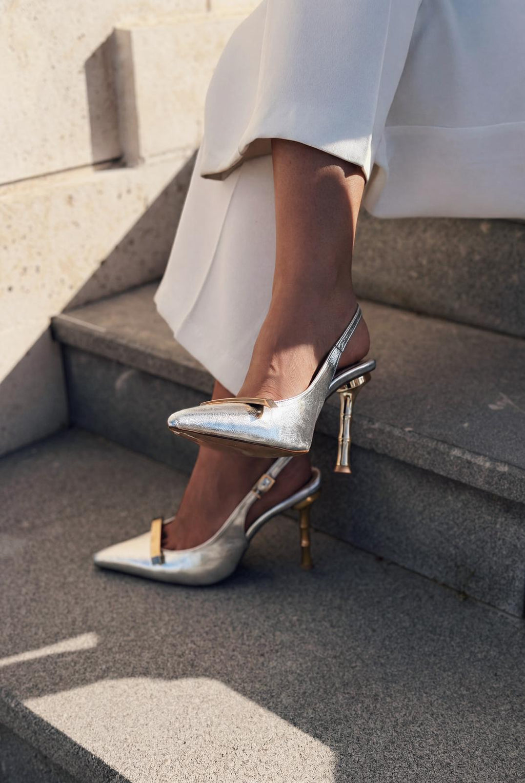 Norloven Silver Patent Faux Leather Women's Stilettos