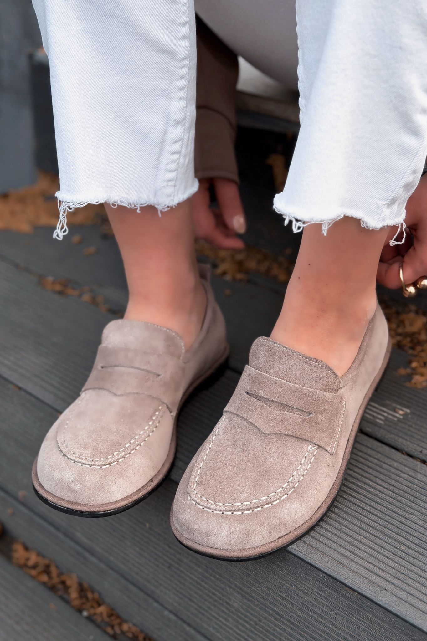 Marion Taupe Genuine Suede Women's Loafers