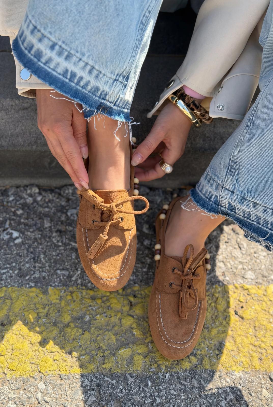 Brion Tan Suede Women's Oxford Shoes