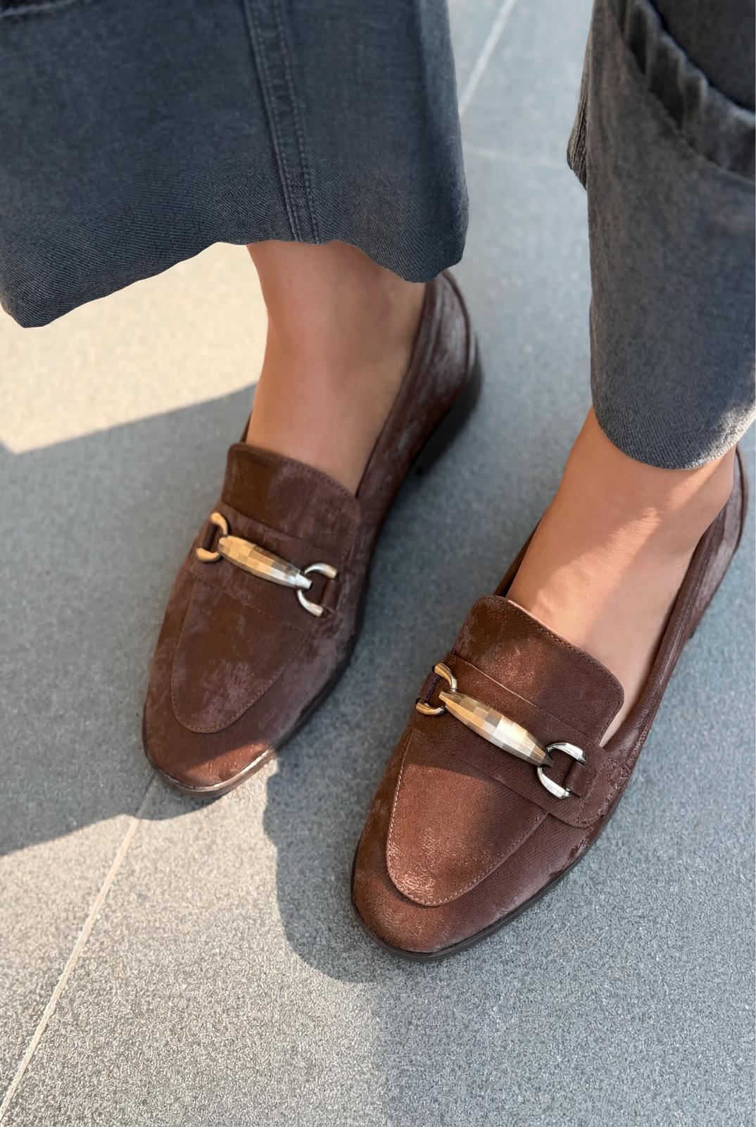 Ardena Light Brown Satin Women's Loafers