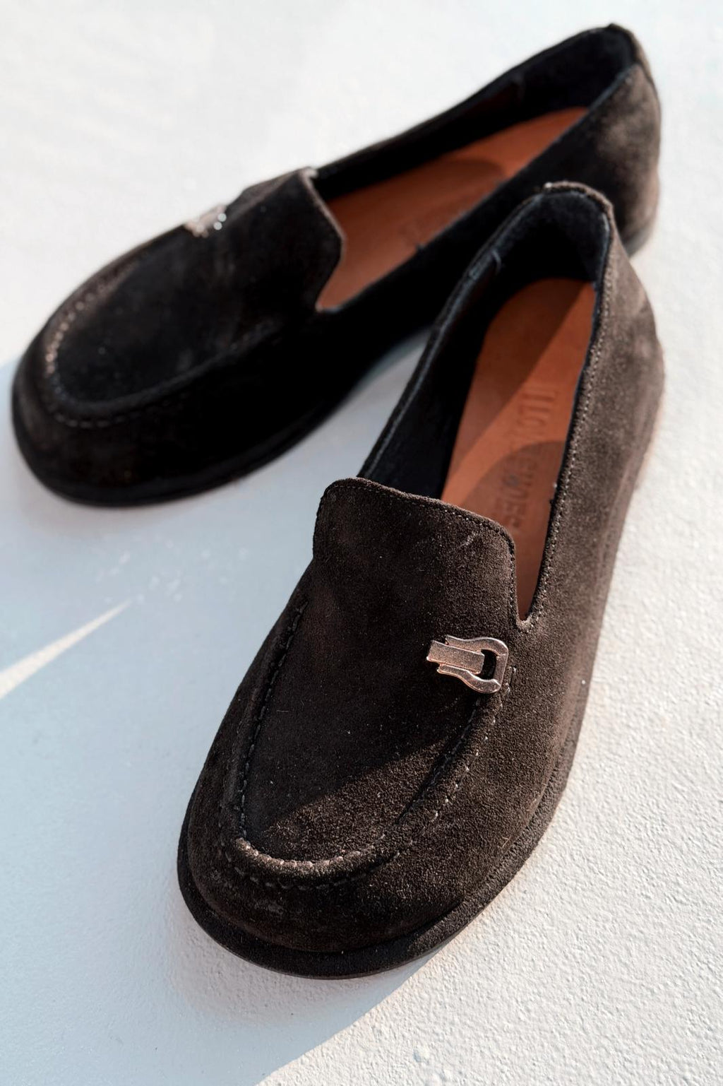 Rasen Black Genuine Suede Women's Loafers