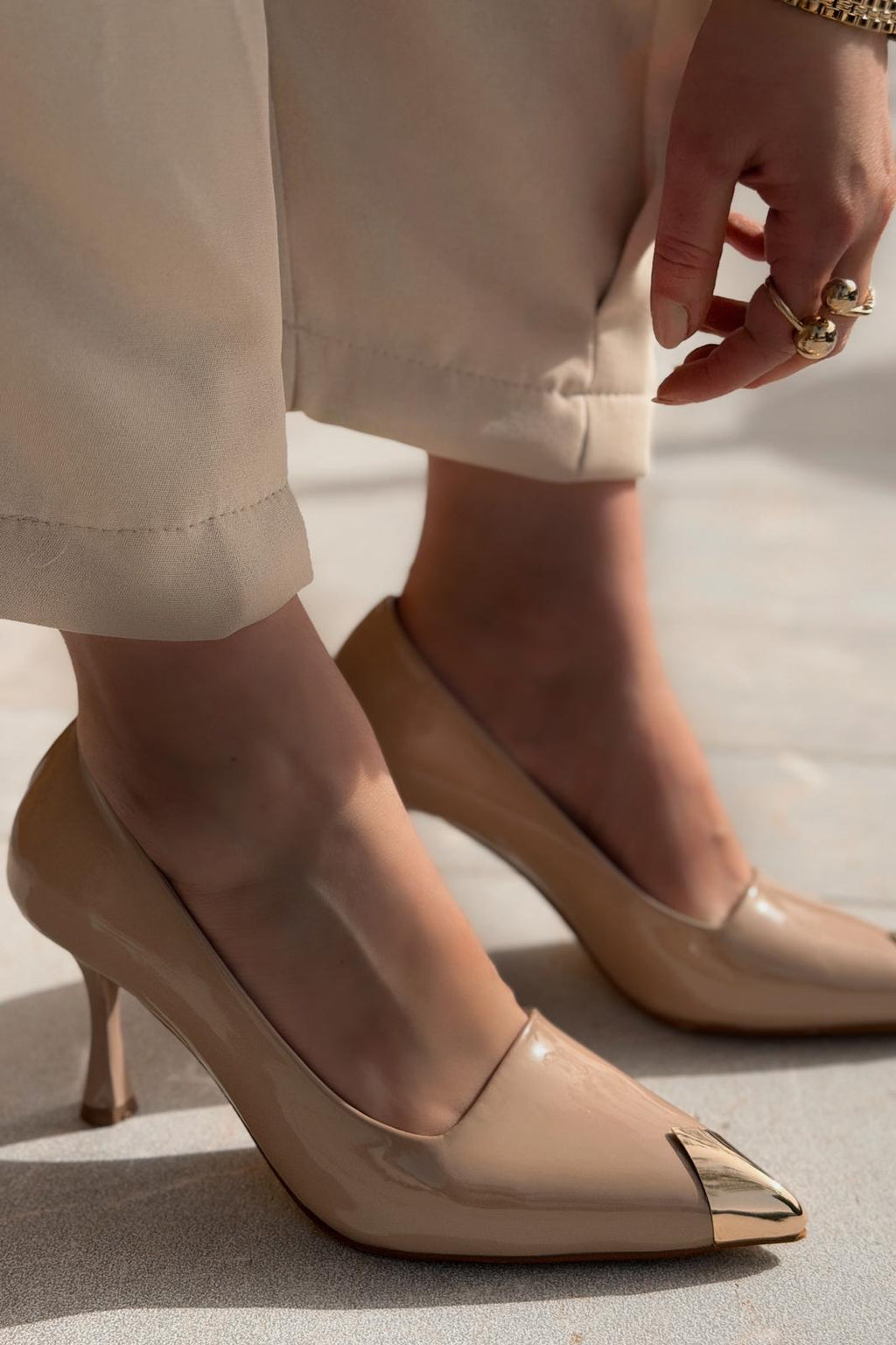 Noctra Nude Patent Faux Leather Women's Stilettos