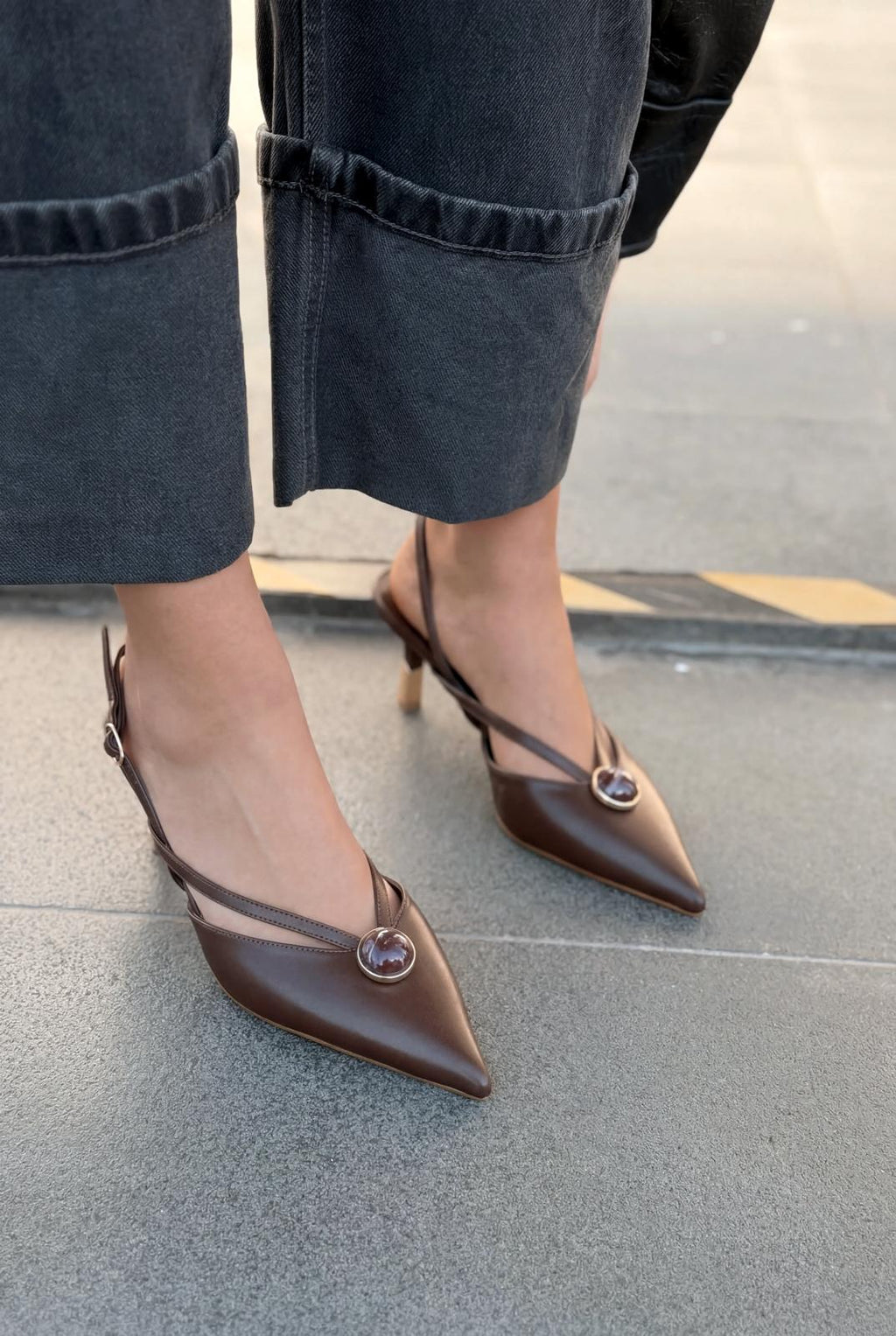 Lorisse Light Brown Faux Leather Women's Stiletto
